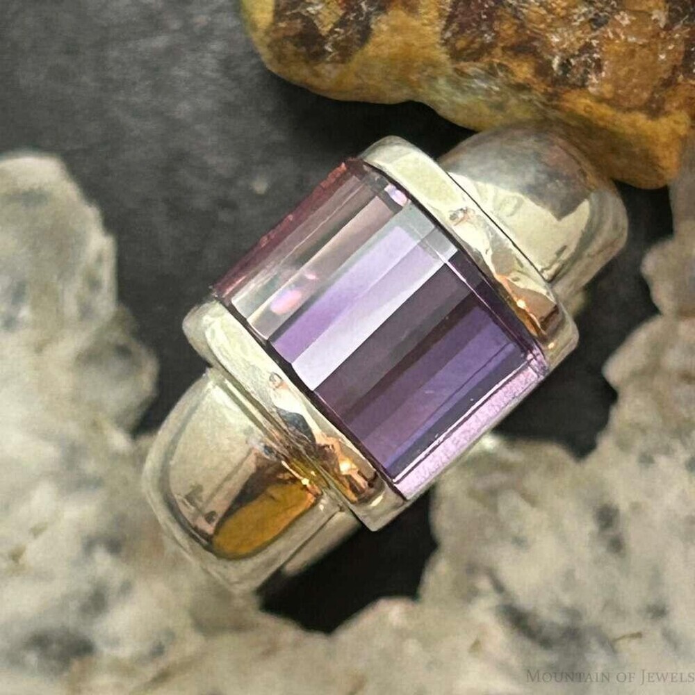Carolyn Pollack Sterling Silver Amethyst Ring Size 7 & 7.75 For Women